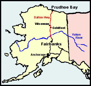 Route Prudhoe Bay to Fairbanks