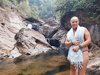 By waterfall