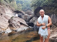 By waterfall