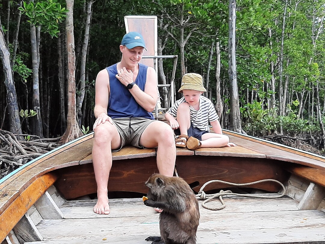 Longtail boat trip; monkeys