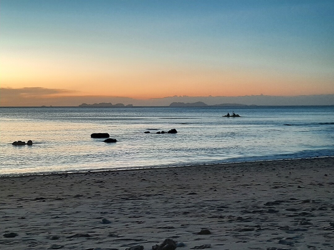 Sunset, beach close by our bungalow