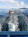 Our broken boat behind the new boat 4 islands trip