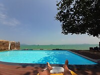 Chilling by a resort on my last day