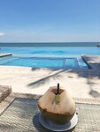 With Mel chilling beach and pool