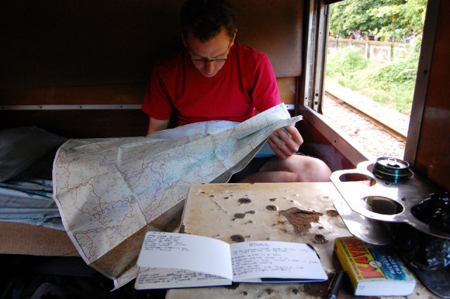 in de trein