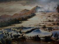 Van een schilderij overgenomen. Pink and white terraces.