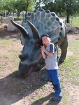 knuffelen met een triceratops