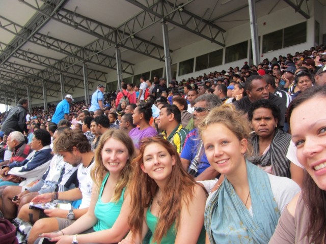 In het rugby stadion