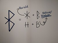 De initialen van Harald Blåtand in runen