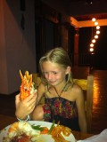 En 's avonds dus de jumbo prawns!