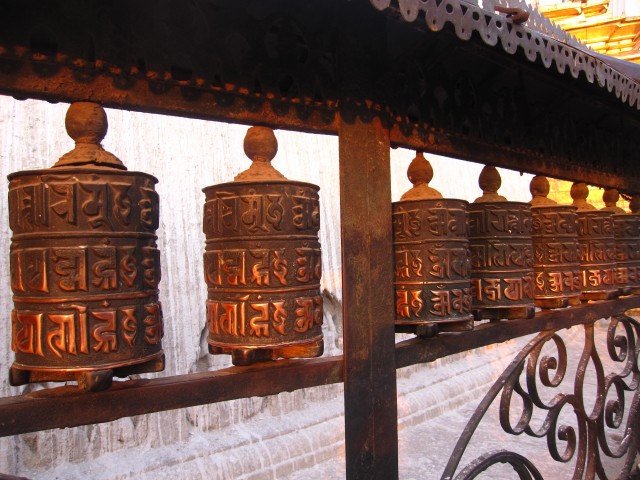 Gebedswielen bij de monkey temple
