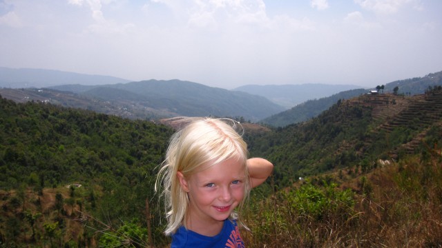 Fien tijdens de eerste (zware) trekkingdag