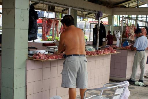 De 'slager' op de markt in Serian