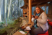 Japanse thee in bamboe bos