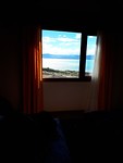 Vanuit onze hotelkamer hebben we een adembenemend uitzicht over Lago Argentino