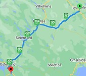 Route van Lycksele naar Tandbyn bij Östersund