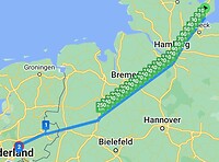 Mijn terugweg vanuit Lensahn naar Duiven