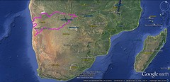 Route die we gaan rijden  4515 km