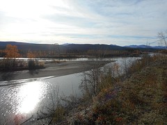 Samenvloeien Ross River en Pelly River