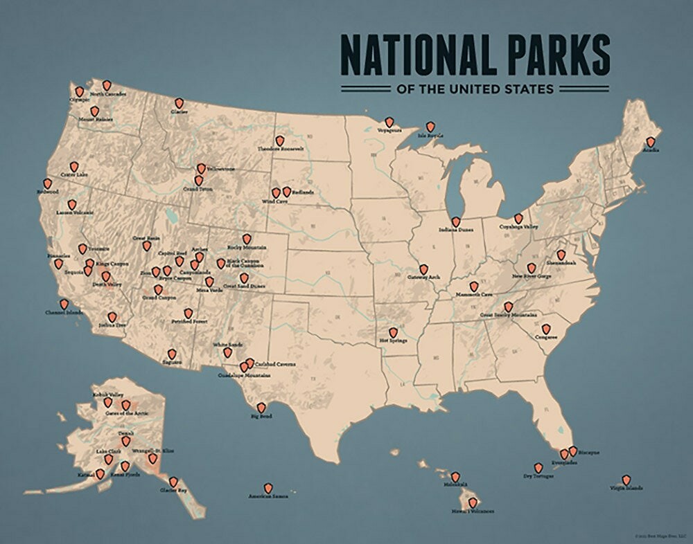 Plattegrond Nationale Parken in USA en Alaska