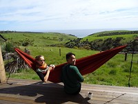 Chillen in de hangmat, uitzicht Kangaroo Beach Resort