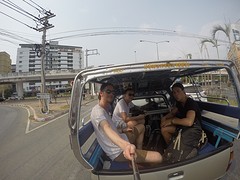 In de taxi