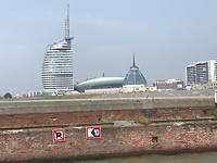 Zicht op Bremerhaven vanaf het veer