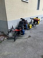 Bepakte fietsen in Bregenz