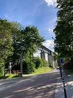 De goederenspoorlijn over het dal bij Plombières Moresnet