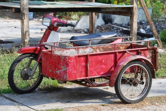 Motor met zijspan voor bagage