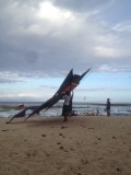 Massive kites on the beach for the kite festival