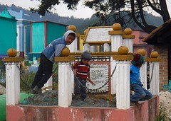 Kids playing at the cemetary