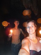 Water cave with candles