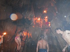 Climing up and down the cave