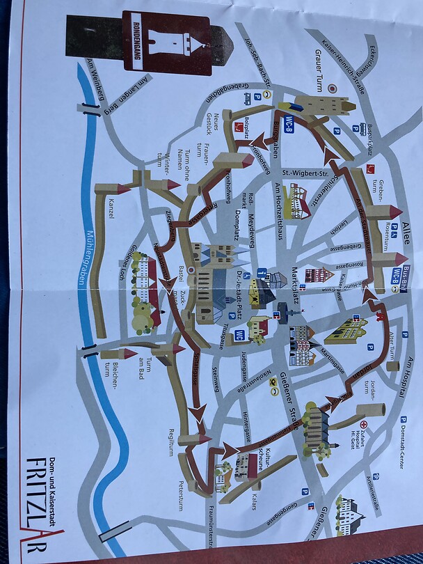 Tekening van de historische stadskern van Fritzlar