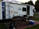 De trailer waar we verbleven. Superluxe ding..