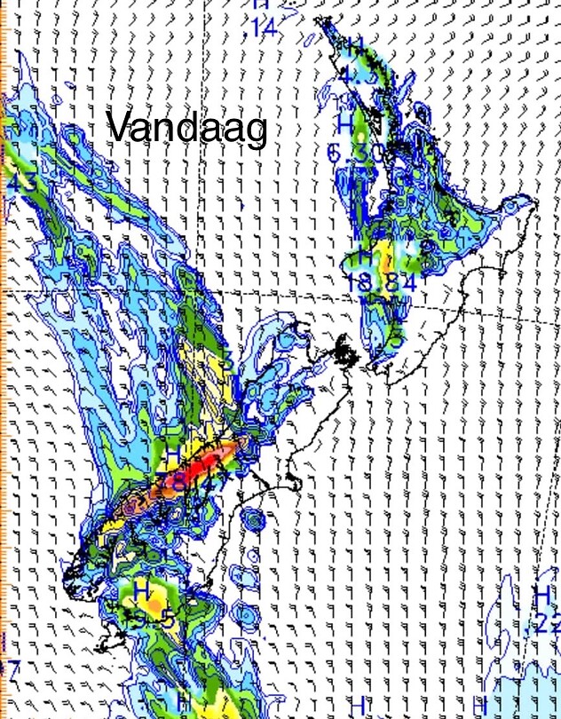 Huidige weer Zuidereiland