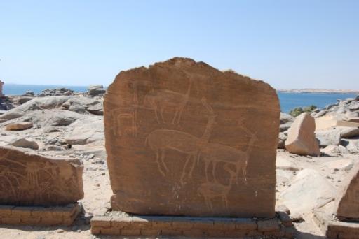 Hieroglyphs bij Aswan uit steentijd