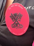 Een prachtige button met de Petrus sleutel, deze kregen we van de mannen bij aankomst ❤️