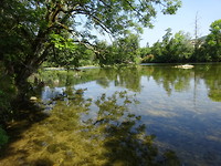 Mooie rivier om in te badderen, wij geen waterschoenen!