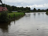 De rivier de Jümme met daarachter de camperplaats