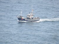 Een visser komt naar de haven