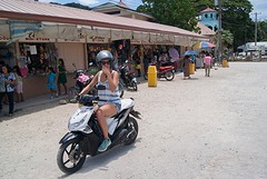 Pam on the moped