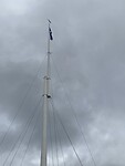 Geen wind maar de vlag hangt wel