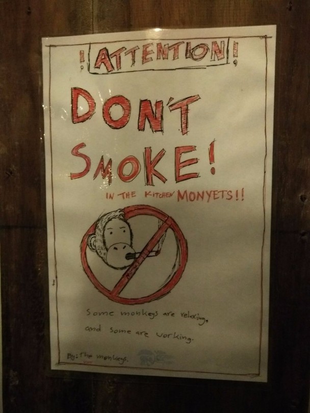 Verboden te roken bij Villa Monyet