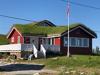 Huis met gras op dak.
