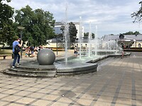 Fontein met lichtshow op maat van de muziek.