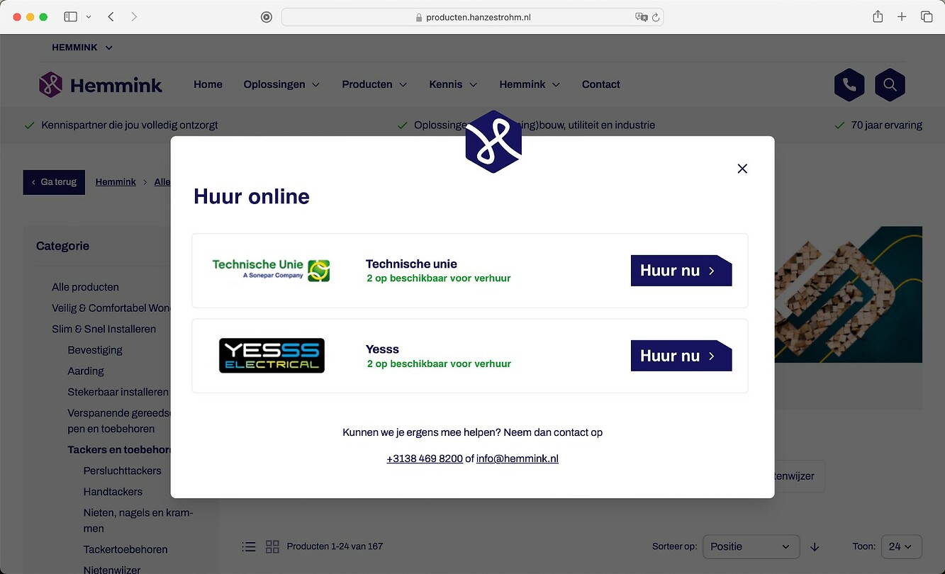 Hemmink - Website - Huur online