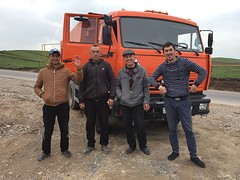 Wegwerkers wilden op de foto met ons dus moesten zij ook poseren!