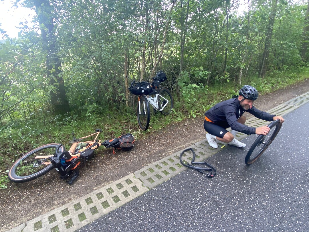 Eerste lekke band…